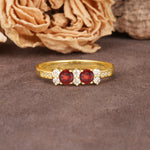 Unique and Luxurious 4-Prong Round Cut Garnet Wedding Ring - Additional view