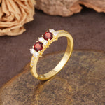 Unique and Luxurious 4-Prong Round Cut Garnet Wedding Ring - Additional view