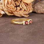 Unique and Luxurious 4-Prong Round Cut Garnet Wedding Ring - Additional view