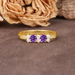 Unique and Luxurious 4-Prong Round Cut Amethyst Wedding Ring - Additional view