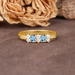 Unique and Luxurious 4-Prong Round Cut Aquamarine Wedding Ring - Additional view