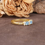 Unique and Luxurious 4-Prong Round Cut Aquamarine Wedding Ring - Additional view