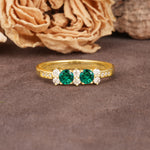 Unique and Luxurious 4-Prong Round Cut Emerald Wedding Ring - Additional view