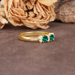 Unique and Luxurious 4-Prong Round Cut Emerald Wedding Ring - Additional view