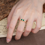 Unique and Luxurious 4-Prong Round Cut Emerald Wedding Ring - Additional view