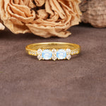 Unique and Luxurious 4-Prong Round Cut Moonstone Wedding Ring - Additional view