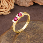 Unique and Luxurious 4-Prong Round Cut Ruby Wedding Ring - Additional view