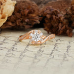 Nature-Inspired Twisted Flower 6-Prong Round Cut Lab Diamond Engagement Ring - Additional view