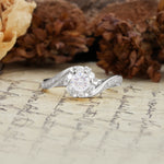 Nature-Inspired Twisted Flower 6-Prong Round Cut Moissanite Engagement Ring - Additional view