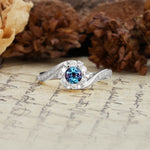 Nature-Inspired Twisted Flower 6-Prong Round Cut Alexandrite Engagement Ring - Additional view