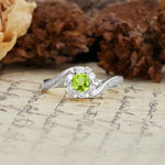 Nature-Inspired Twisted Flower 6-Prong Round Cut Peridot Engagement Ring - Additional view