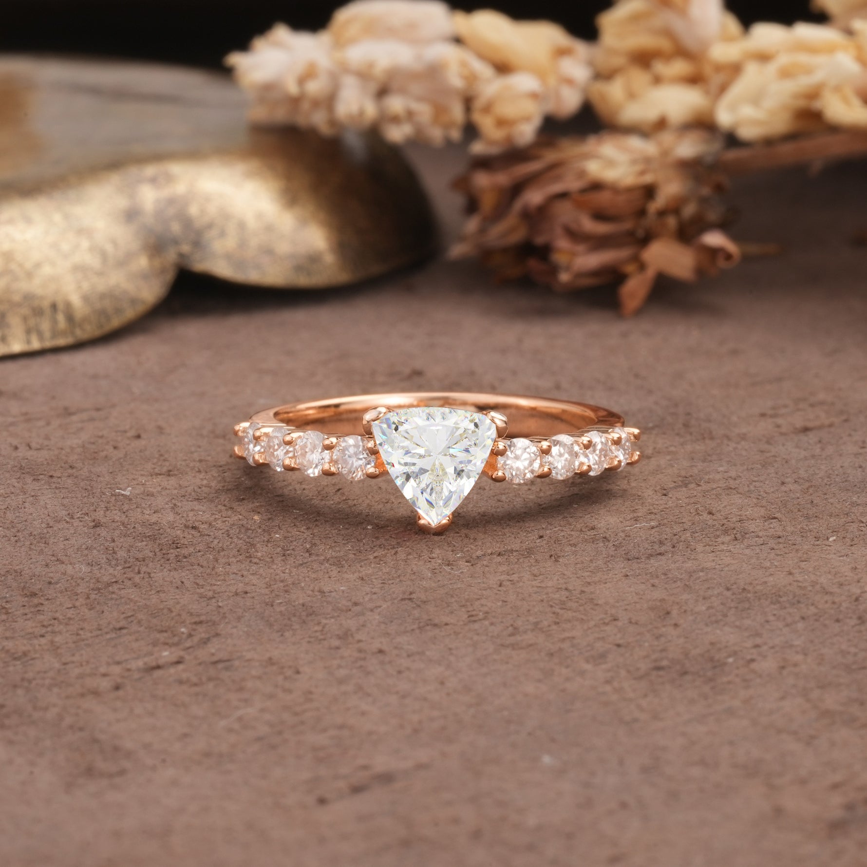 Unique and Luxurious Like 3-Prong Heart Cut Moissanite Engagement Ring - Additional view
