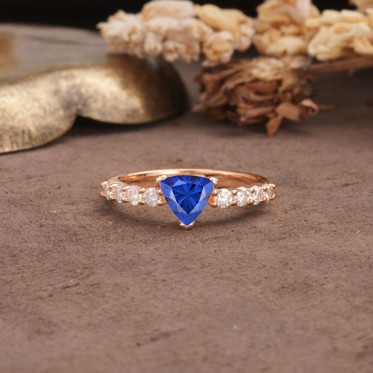 Unique and Luxurious Like 3-Prong Heart Cut Sapphire Engagement Ring - Additional view