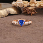 Unique and Luxurious Like 3-Prong Heart Cut Sapphire Engagement Ring - Additional view