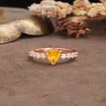 Unique and Luxurious Like 3-Prong Heart Cut Citrine Engagement Ring - Additional view