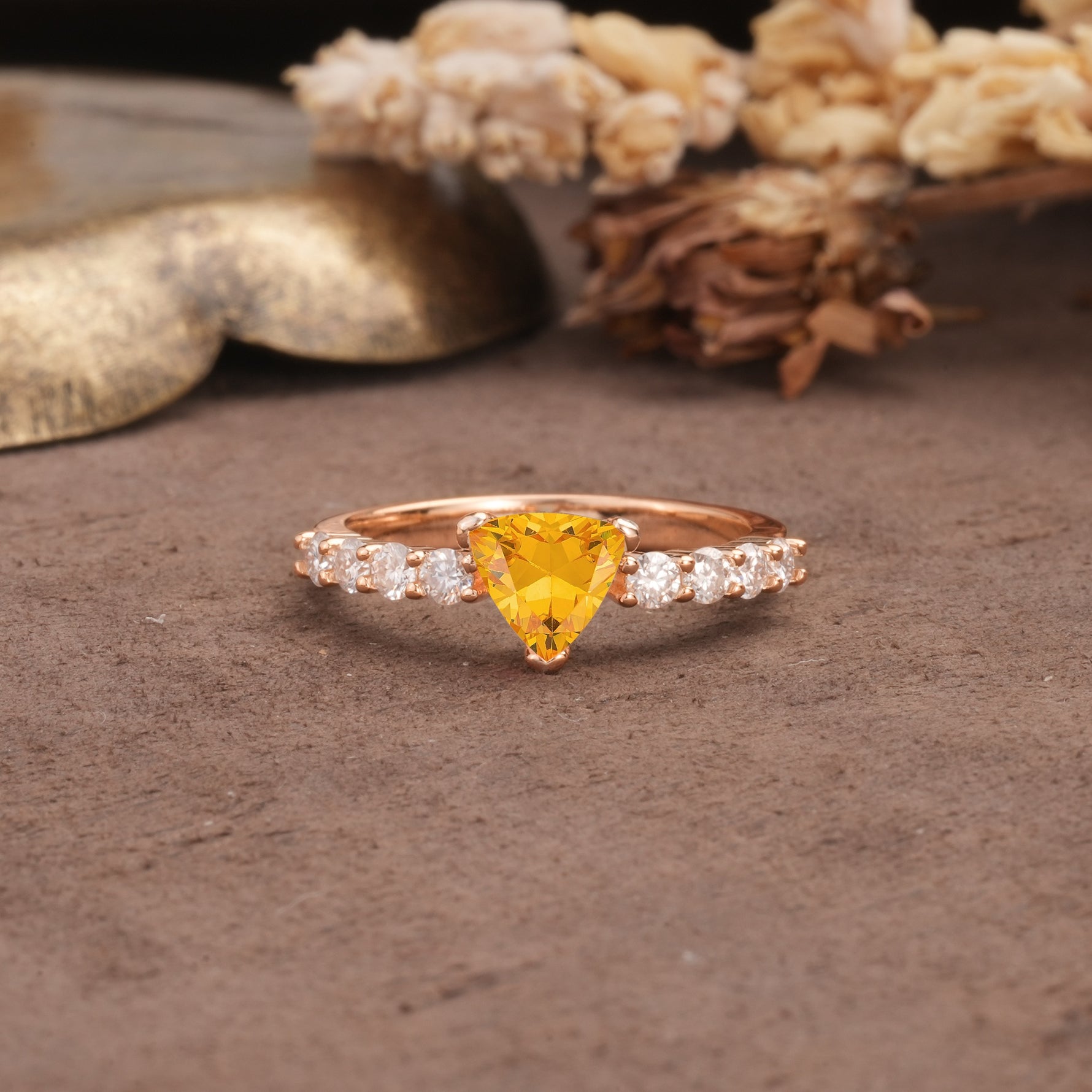 Unique and Luxurious Like 3-Prong Heart Cut Citrine Engagement Ring - Additional view
