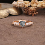 Unique and Luxurious Like 3-Prong Heart Cut Black Rutilated Quartz Engagement Ring - Additional view