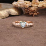 Unique and Luxurious Like 3-Prong Heart Cut Moss Agate Engagement Ring - Additional view