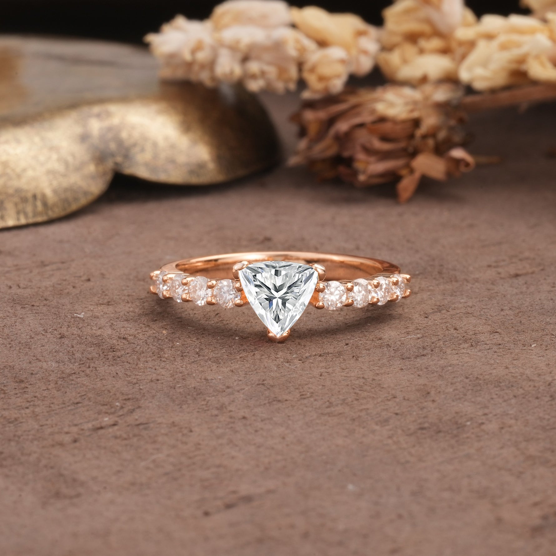 Unique and Luxurious Like 3-Prong Heart Cut Lab Diamond Engagement Ring - Additional view