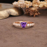 Unique and Luxurious Like 3-Prong Heart Cut Amethyst Engagement Ring - Additional view