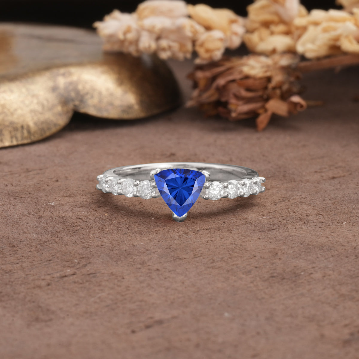 Unique and Luxurious Like 3-Prong Heart Cut Sapphire Engagement Ring - Additional view
