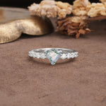 Unique and Luxurious Like 3-Prong Heart Cut Moss Agate Engagement Ring - Additional view