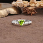 Unique and Luxurious Like 3-Prong Heart Cut Peridot Engagement Ring - Additional view