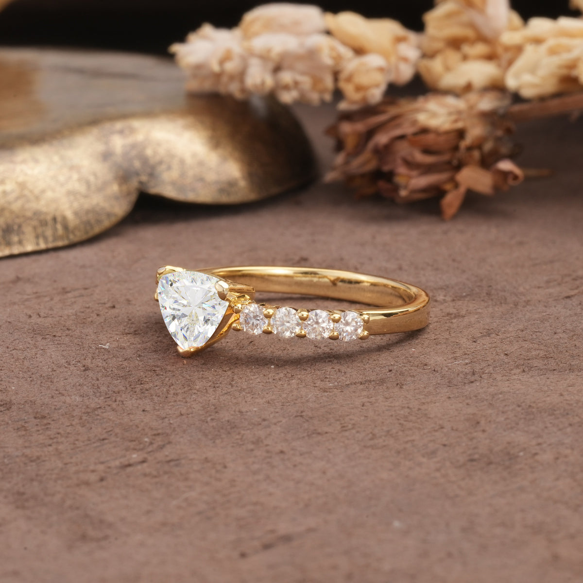 Unique and Luxurious Like 3-Prong Heart Cut Moissanite Engagement Ring - Additional view