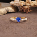 Unique and Luxurious Like 3-Prong Heart Cut Sapphire Engagement Ring - Additional view