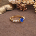 Unique and Luxurious Like 3-Prong Heart Cut Sapphire Engagement Ring - Additional view