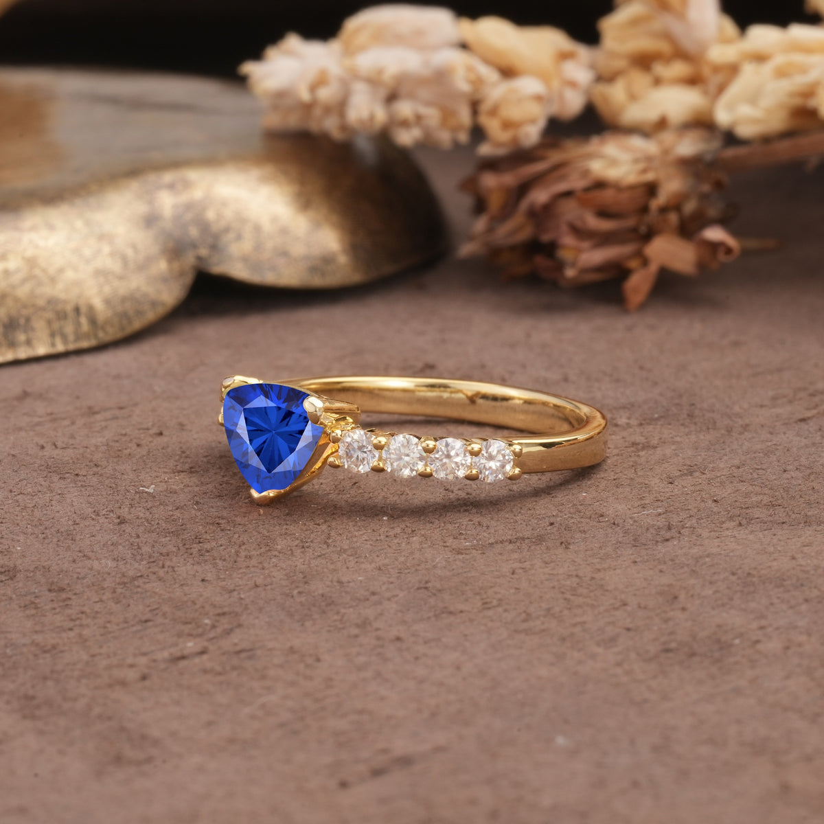 Unique and Luxurious Like 3-Prong Heart Cut Sapphire Engagement Ring - Additional view