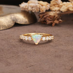 Unique and Luxurious Like 3-Prong Heart Cut Fire Opal Engagement Ring - Additional view