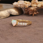 Unique and Luxurious Like 3-Prong Heart Cut Fire Opal Engagement Ring - Additional view