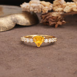 Unique and Luxurious Like 3-Prong Heart Cut Citrine Engagement Ring - Additional view