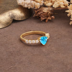 Unique and Luxurious Like 3-Prong Heart Cut Turquoise Engagement Ring - Additional view