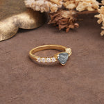Unique and Luxurious Like 3-Prong Heart Cut Black Rutilated Quartz Engagement Ring - Additional view