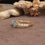 Unique and Luxurious Like 3-Prong Heart Cut Black Rutilated Quartz Engagement Ring - Additional view