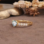 Unique and Luxurious Like 3-Prong Heart Cut Moss Agate Engagement Ring - Additional view