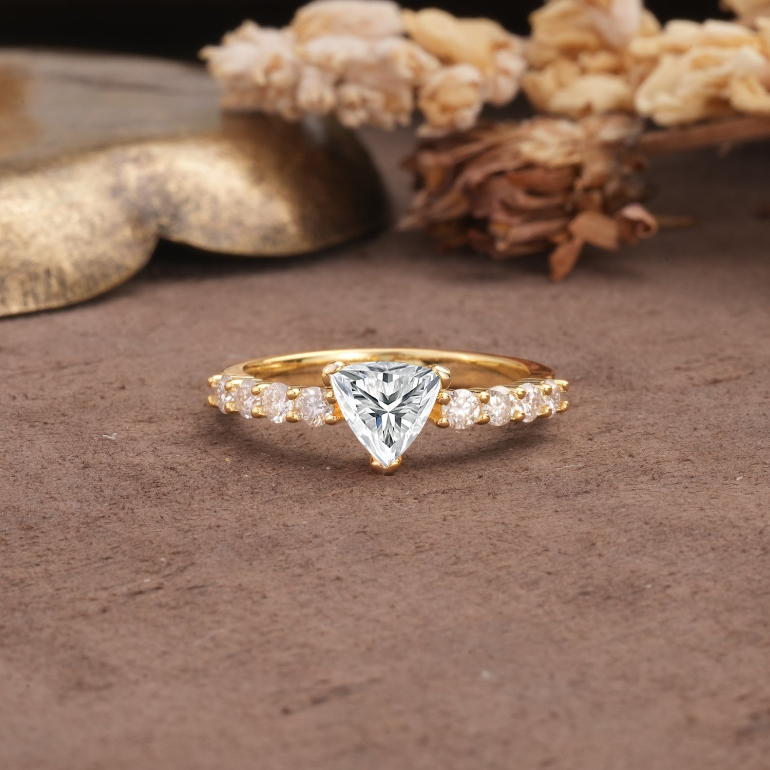 Unique and Luxurious Like 3-Prong Heart Cut Lab Diamond Engagement Ring - Additional view