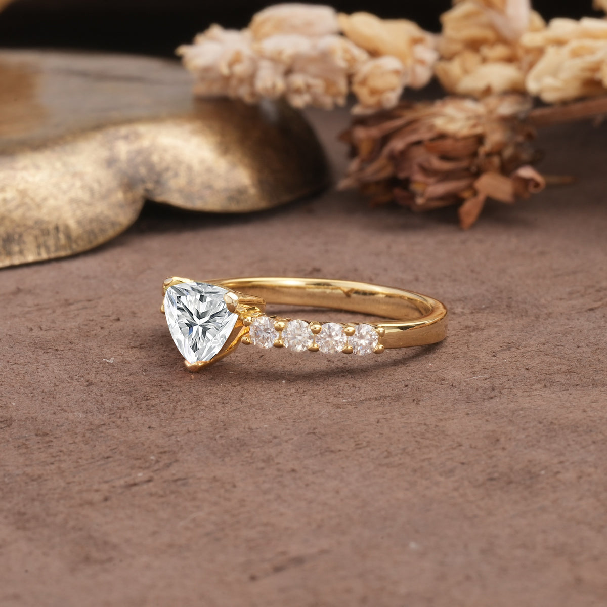Unique and Luxurious Like 3-Prong Heart Cut Lab Diamond Engagement Ring - Additional view