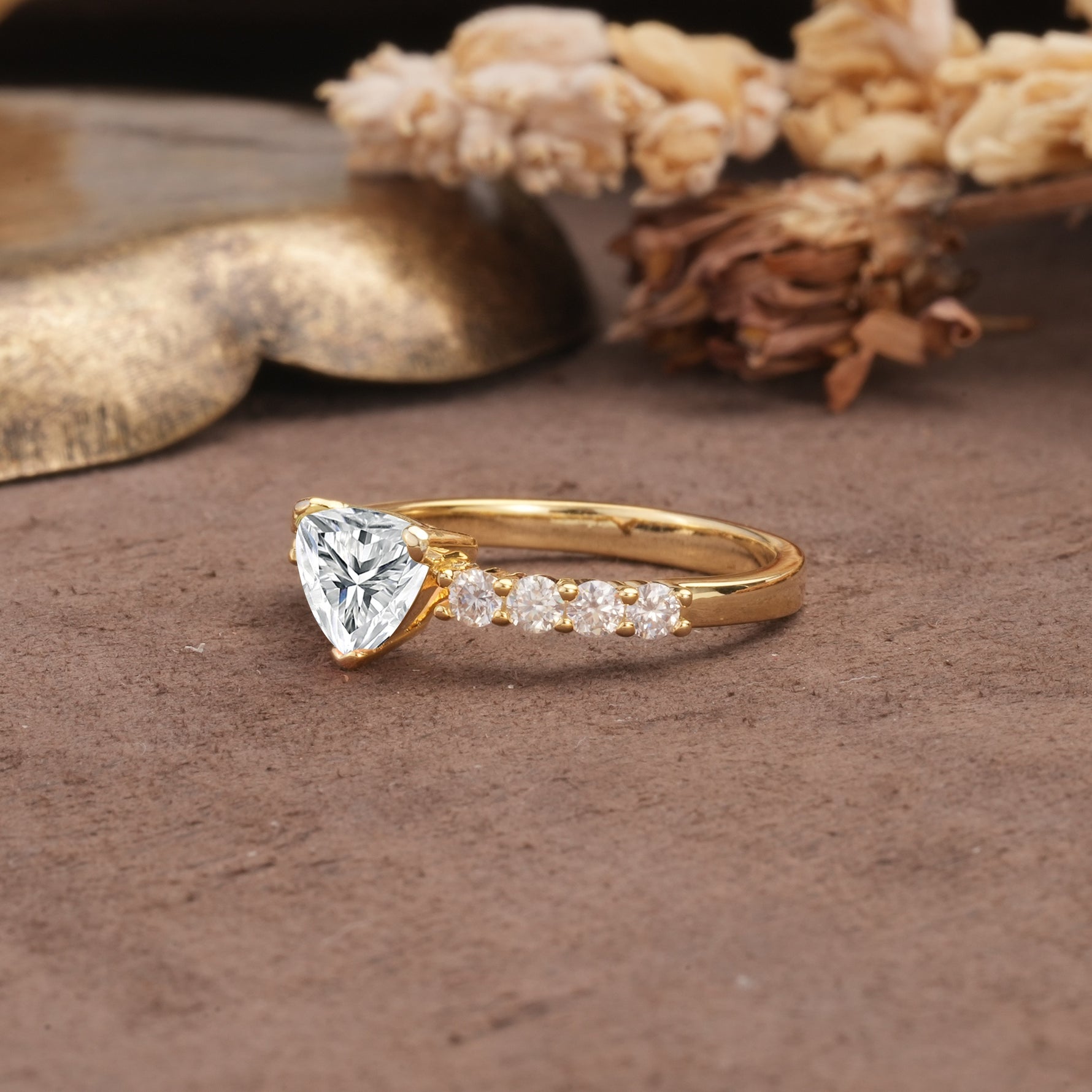 Unique and Luxurious Like 3-Prong Heart Cut Lab Diamond Engagement Ring - Additional view