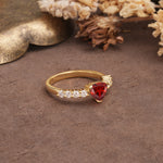 Unique and Luxurious Like 3-Prong Heart Cut Garnet Engagement Ring - Additional view