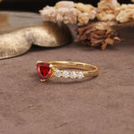 Unique and Luxurious Like 3-Prong Heart Cut Garnet Engagement Ring - Additional view