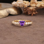 Unique and Luxurious Like 3-Prong Heart Cut Amethyst Engagement Ring - Additional view