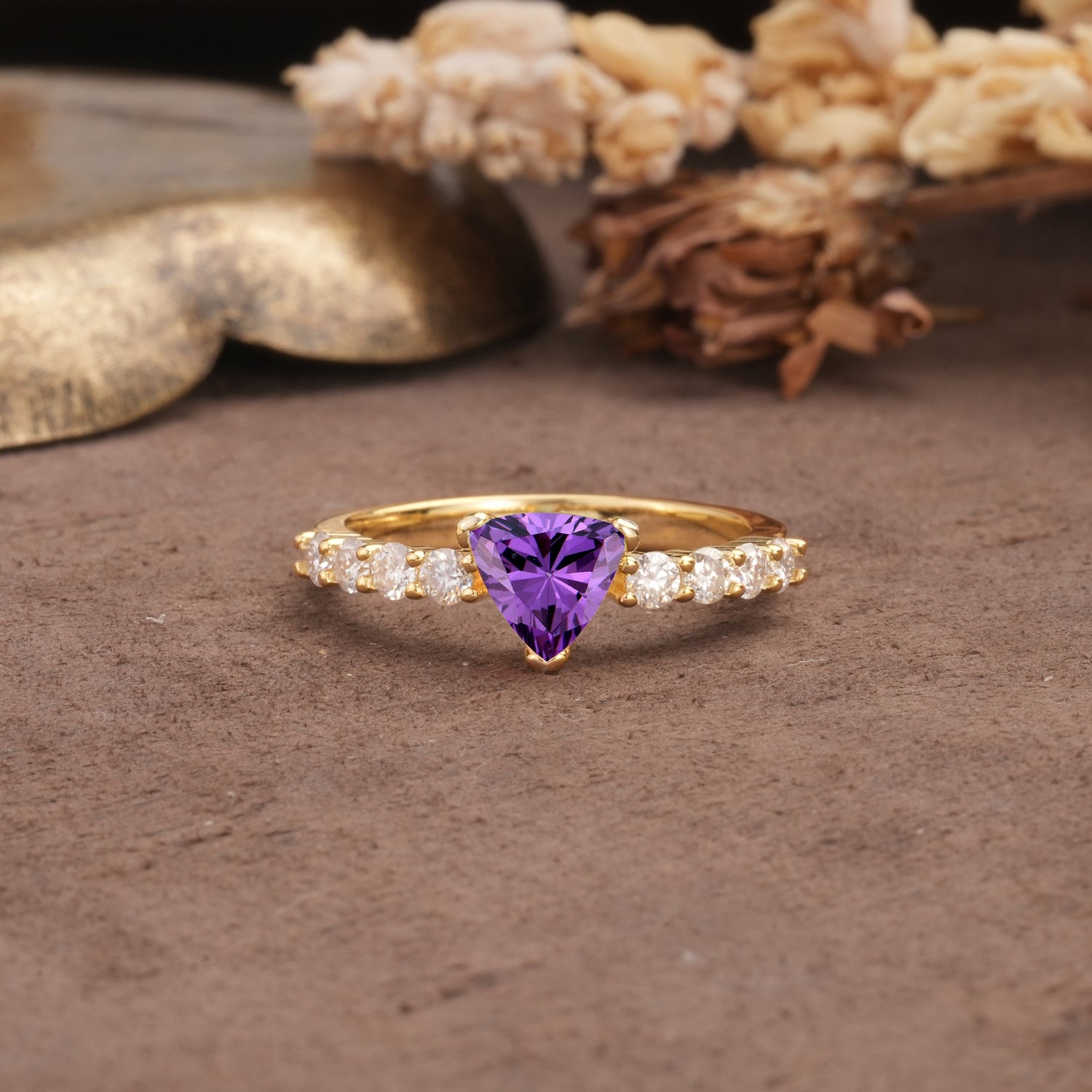 Unique and Luxurious Like 3-Prong Heart Cut Amethyst Engagement Ring - Additional view
