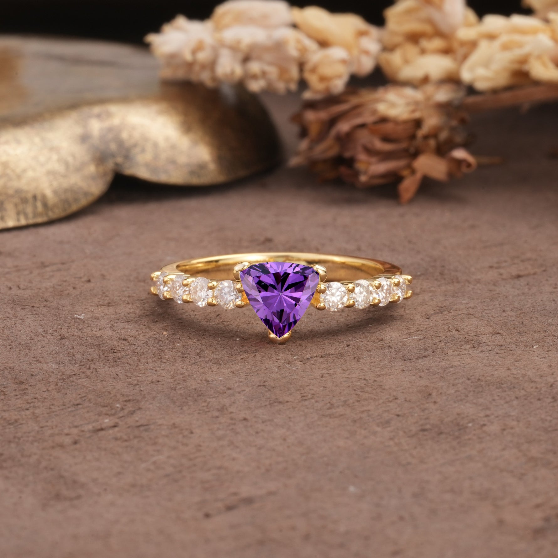 Unique and Luxurious Like 3-Prong Heart Cut Amethyst Engagement Ring - Additional view