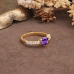 Unique and Luxurious Like 3-Prong Heart Cut Amethyst Engagement Ring - Additional view