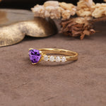 Unique and Luxurious Like 3-Prong Heart Cut Amethyst Engagement Ring - Additional view