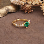 Unique and Luxurious Like 3-Prong Heart Cut Emerald Engagement Ring - Additional view