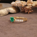 Unique and Luxurious Like 3-Prong Heart Cut Emerald Engagement Ring - Additional view